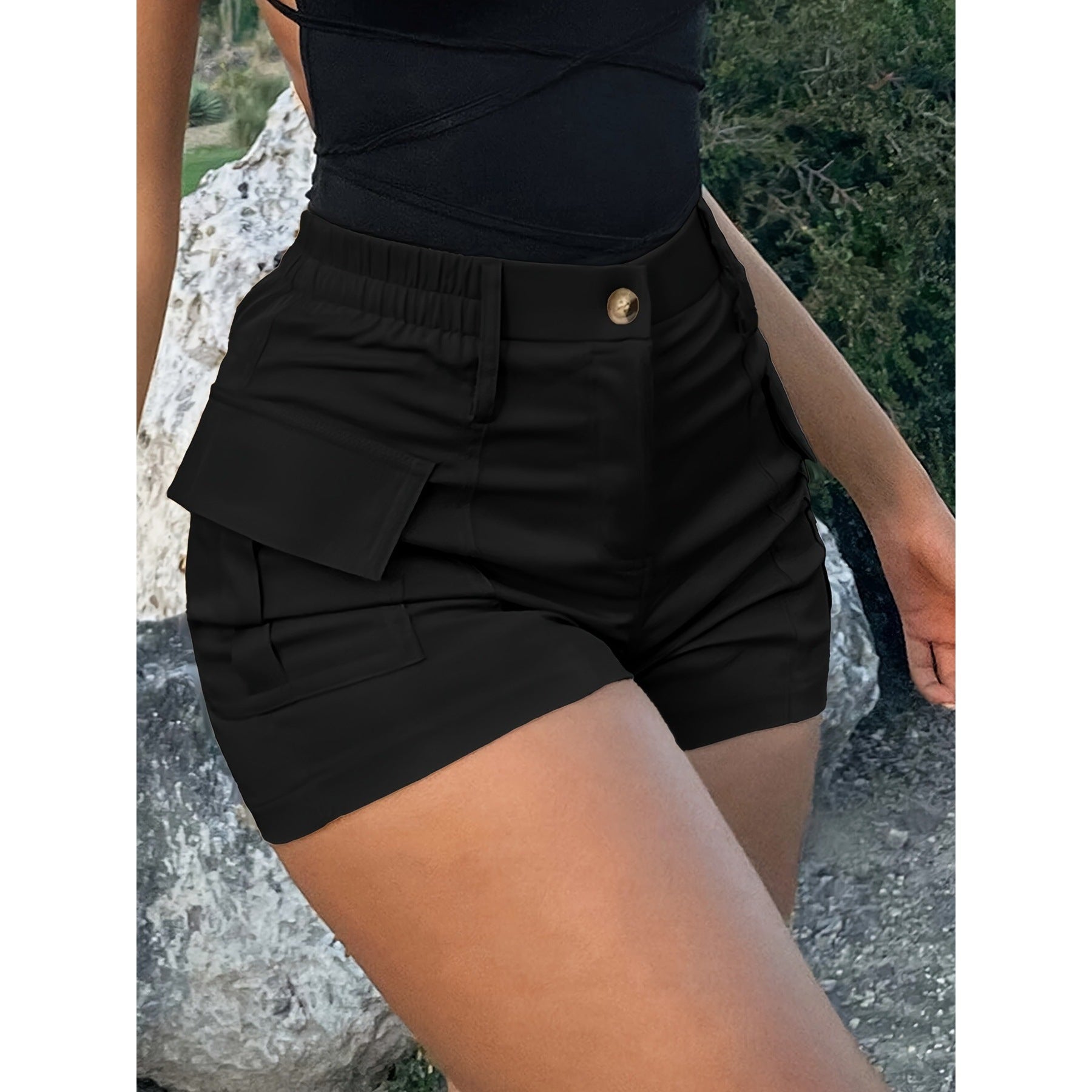Relaxing high-waisted button-down work pants