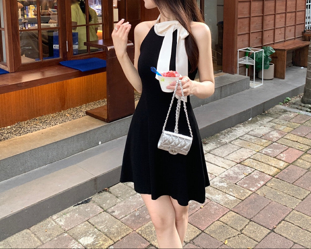 Women's Knit Dress with Tie Design