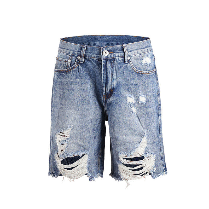 Vintage Washed Distressed Denim Shorts