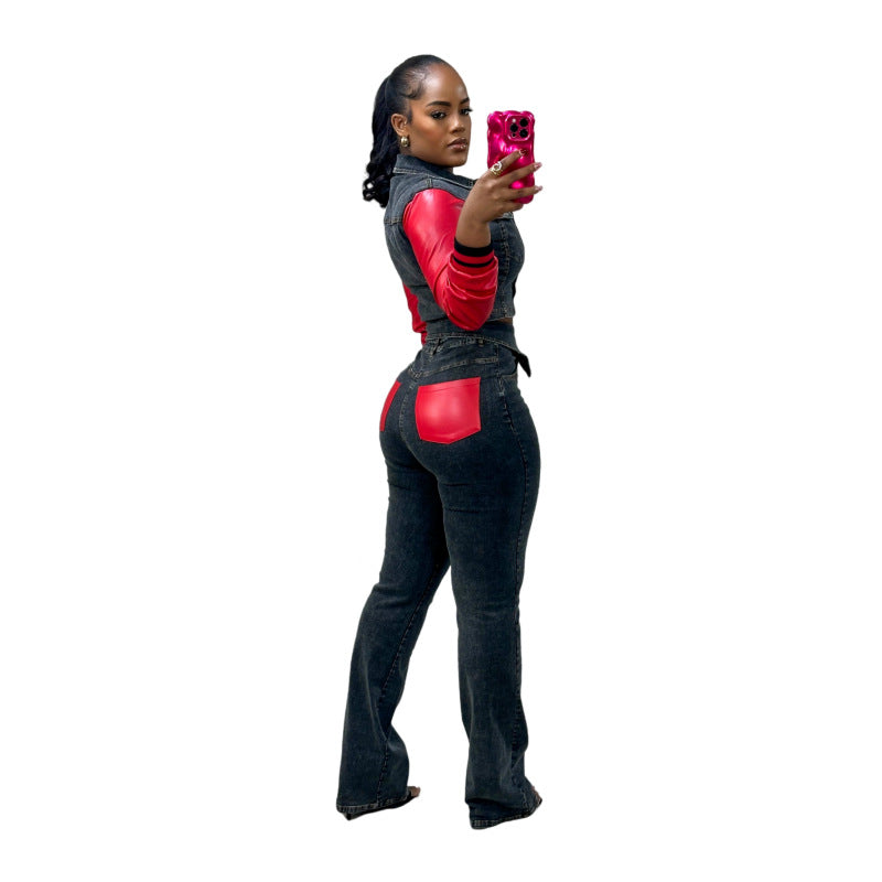 Women's Denim Trousers Suit