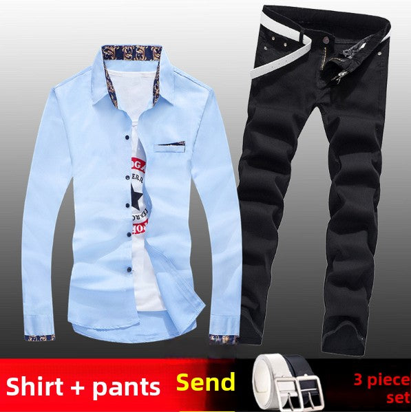 Men's Denim Jeans and Shirt Set
