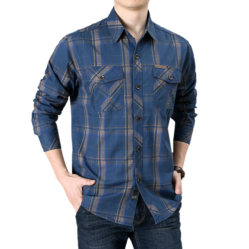Men's Plaid Short Sleeve Cotton Shirt