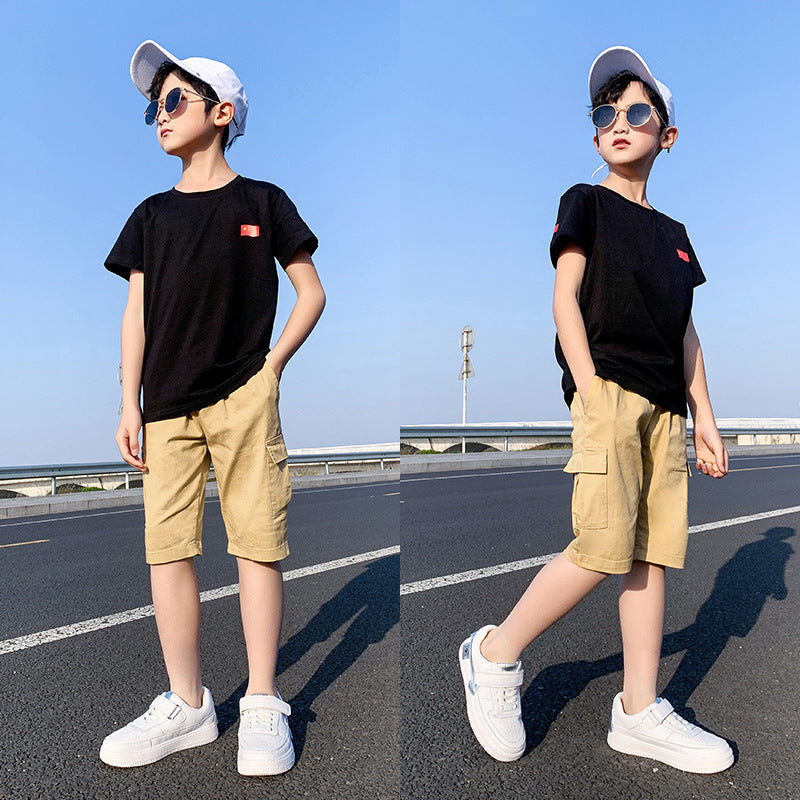 Boys Cotton Cropped Casual Shorts