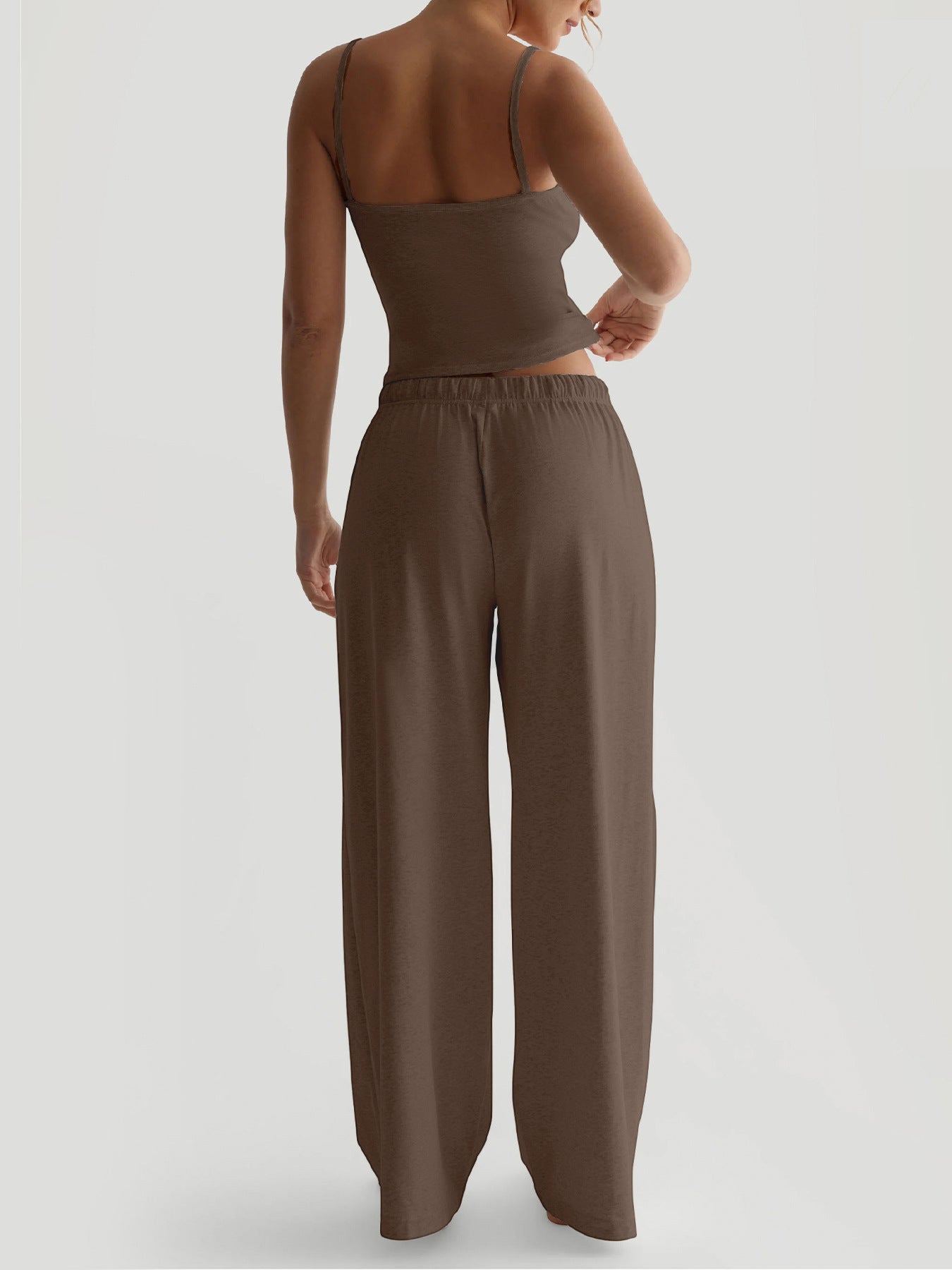 Women's Vest Crop Top and Wide-Leg Pants