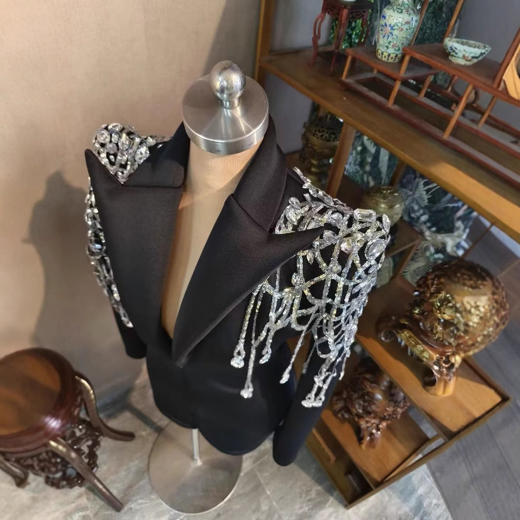 Luxury Diamond Suit Dress for Banquet and Stage