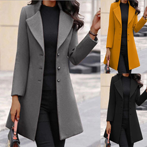 Women's Slim Fit Mid-Length Wool Coat