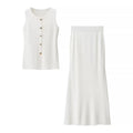 Women's Slim Knitted Vest and Skirt Set