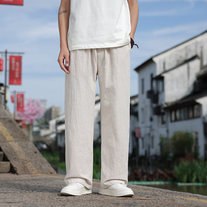 Men's Linen Casual Straight Trousers