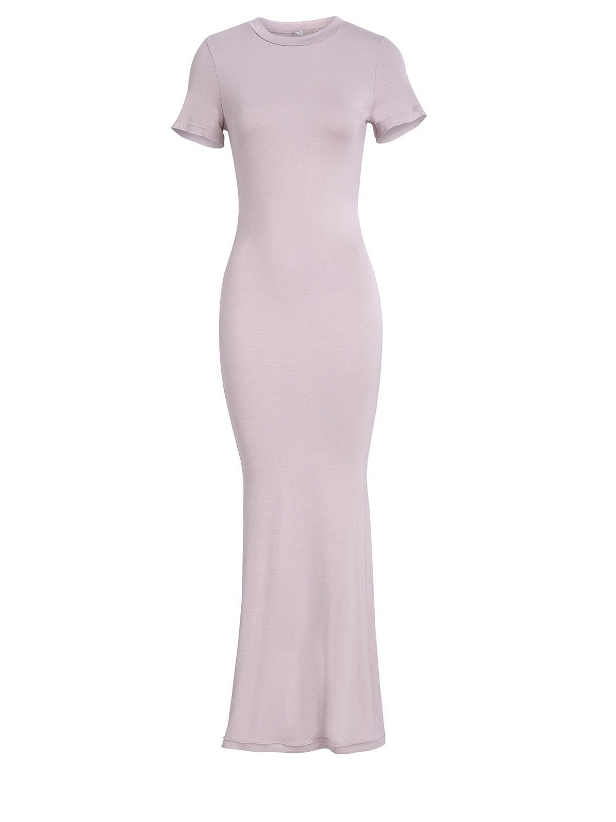 Solid color slim-fit long dress