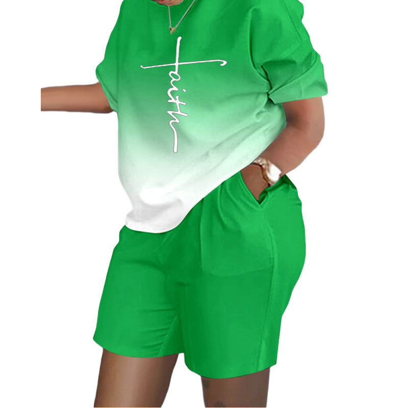 Short-Sleeved Printed Commuter Suit