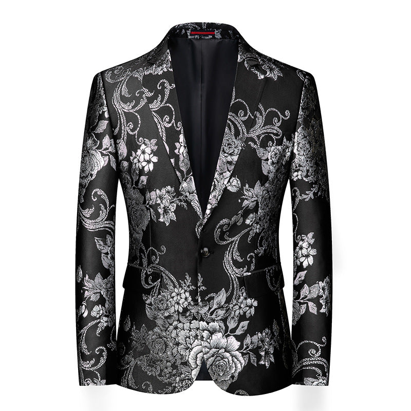 Slim Fit Floral Print Men's Suit Jacket