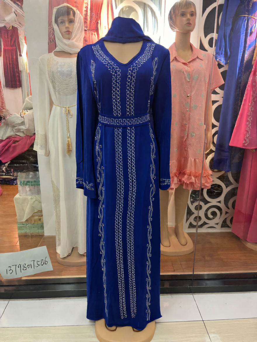 Women's Long Sleeve Rhinestone Dress