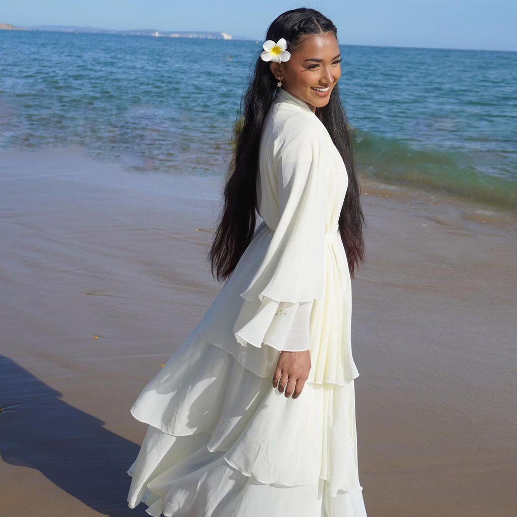 Cardigan long robe chiffon dress