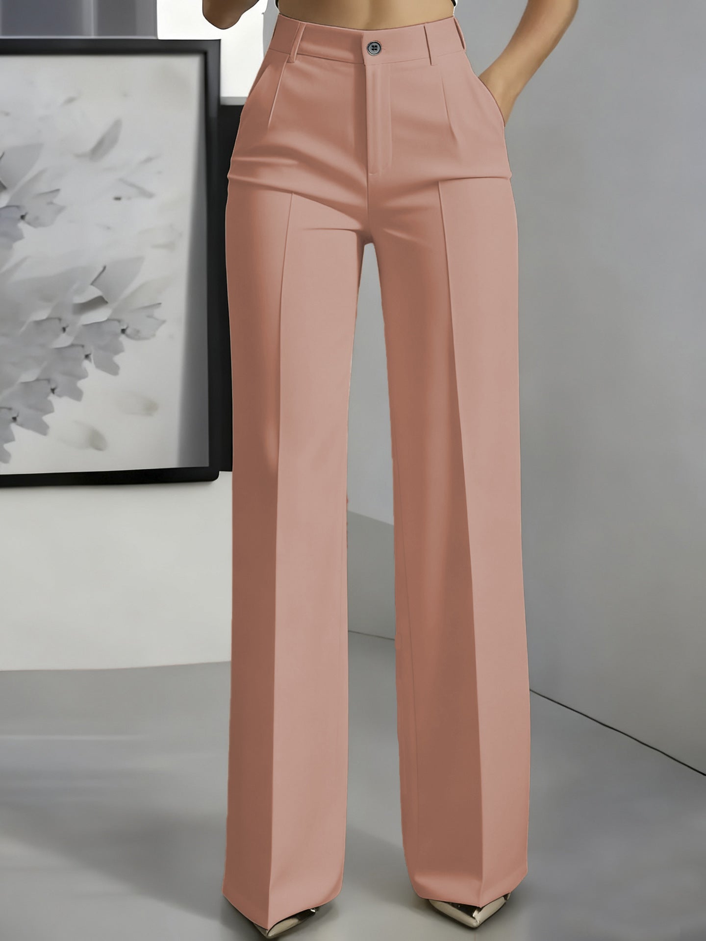 Women's High Waist Straight Leg Trousers