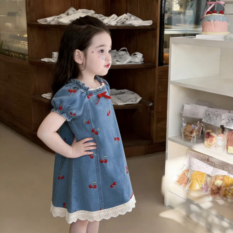 Girl's Summer Denim Jumper Dress