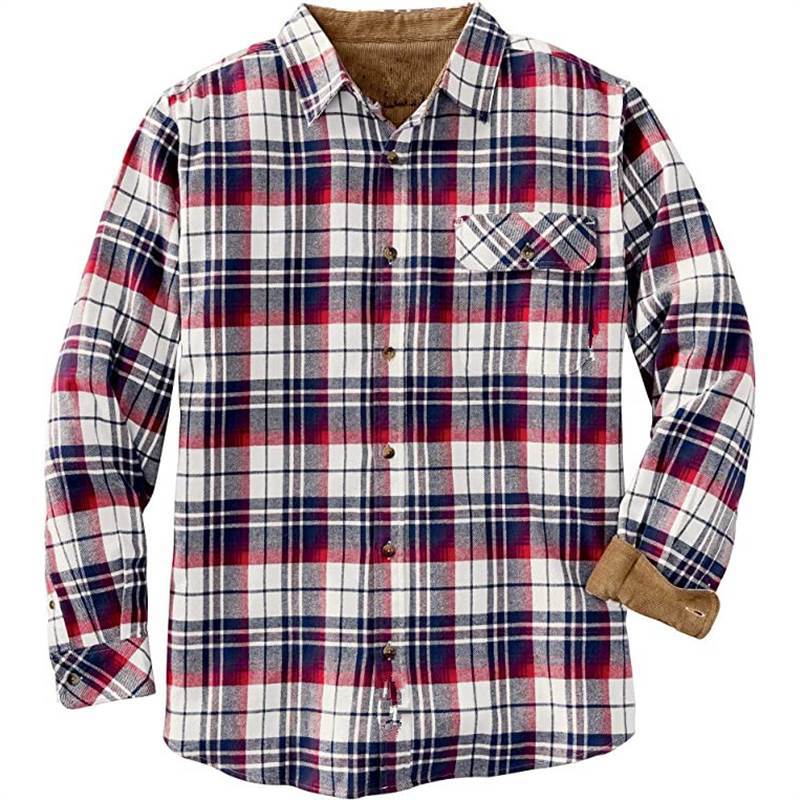 Men's Loose Fit Plaid Long Sleeve Shirt