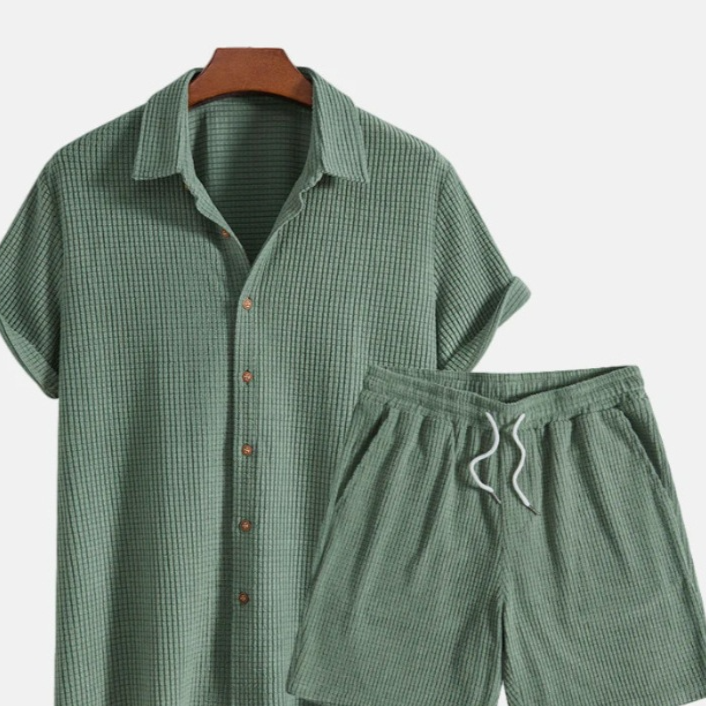 Men's Casual Short Sleeve Shirt and Shorts Set