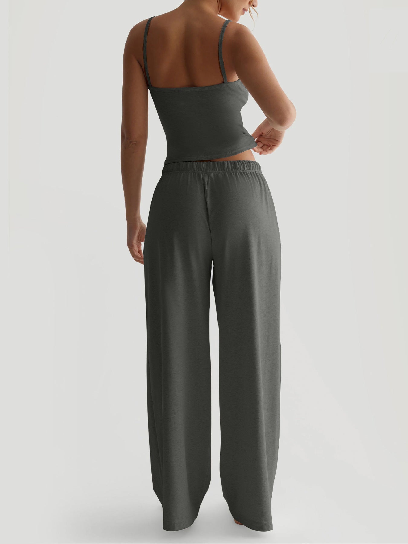 Women's Vest Crop Top and Wide-Leg Pants