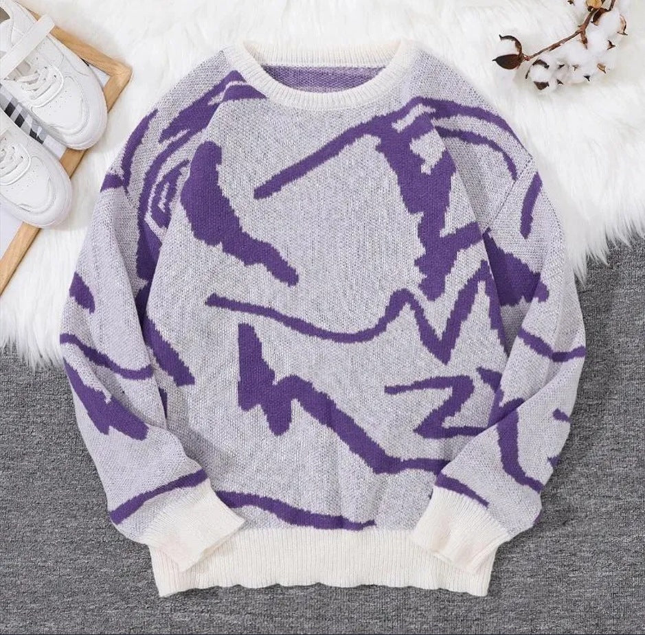 Men's loose round-neck knitted sweater