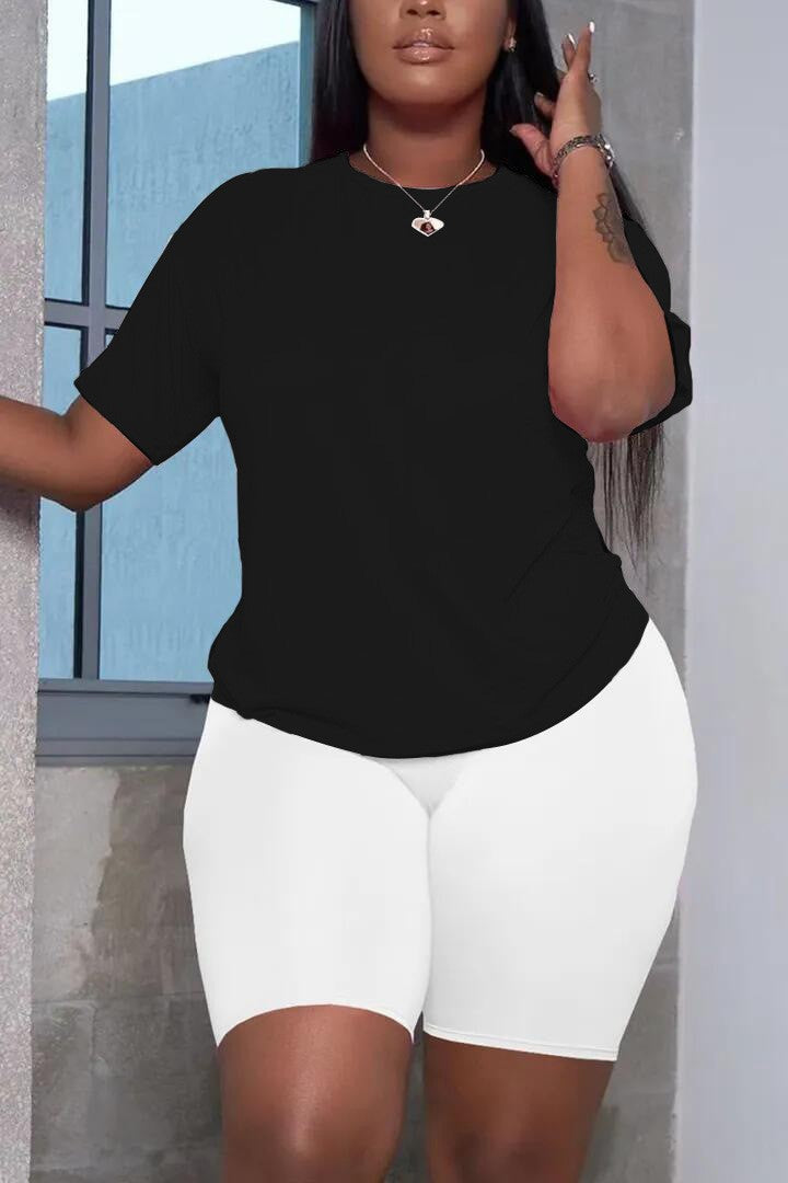 Women's Casual Solid Color T-shirt Two-Piece Set