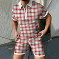 Men's Printed Polo Shirt and Shorts Set