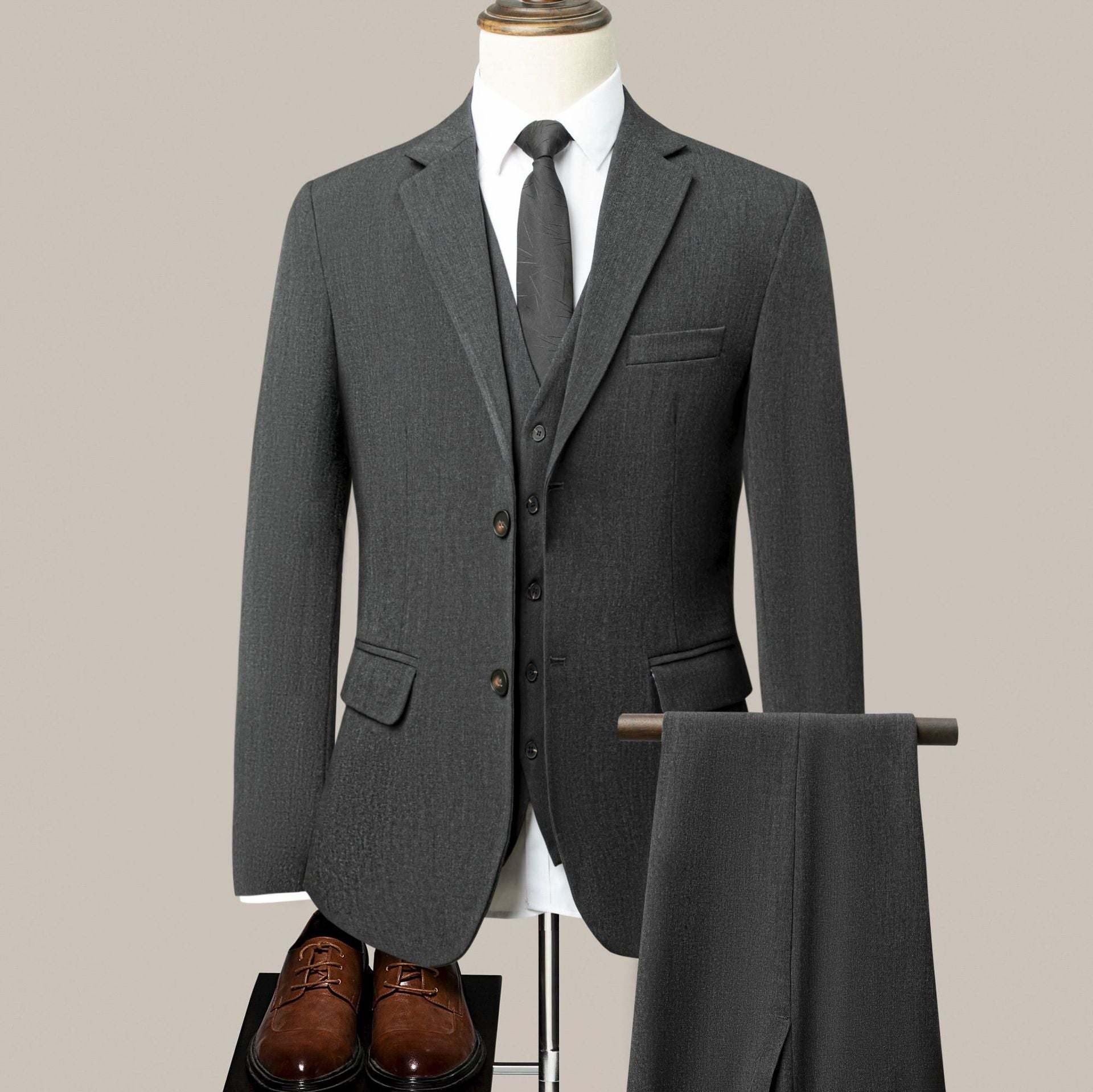 Men's Slim Fit Business Suit with Stretch Fabric