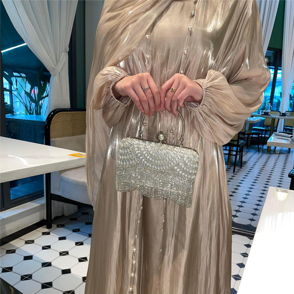 Flowing fabric three-piece dress robe