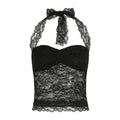 Lace Stitching Slim-fit Halter Neck Top