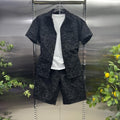 Two-piece embossed short pants for men