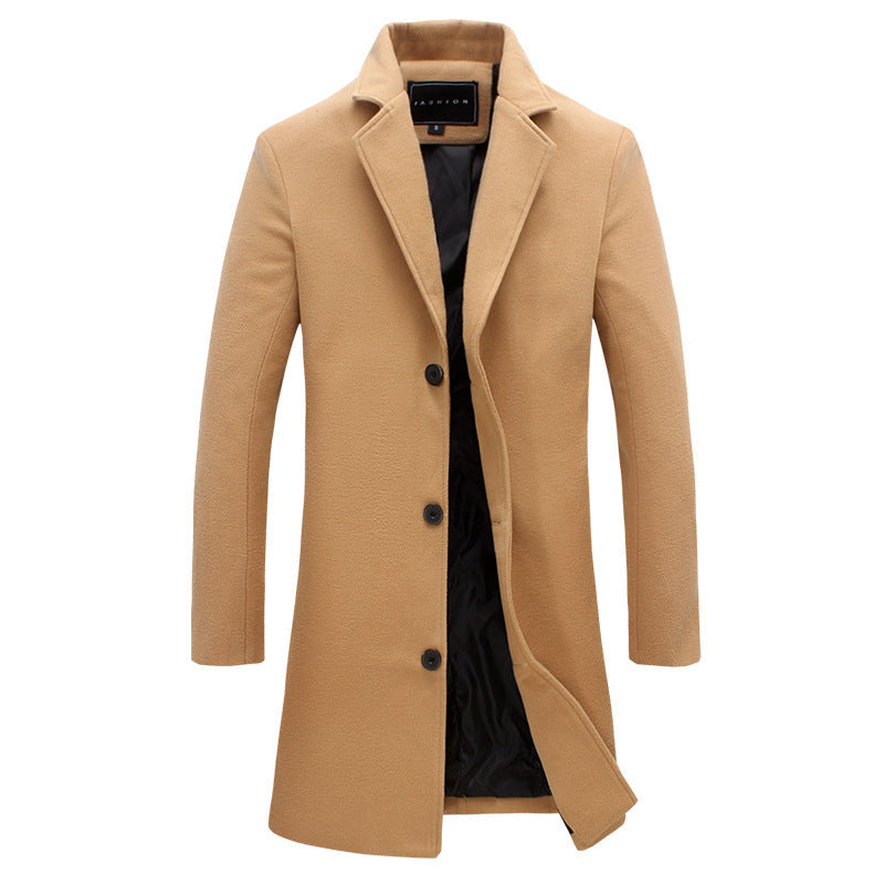 Casual Single-Breasted Mens Windbreaker Coat