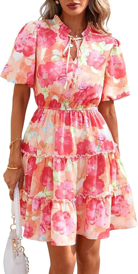 Women's V-neck knee-length dress