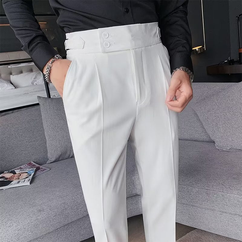 Men's High Waist Straight Leg Trousers