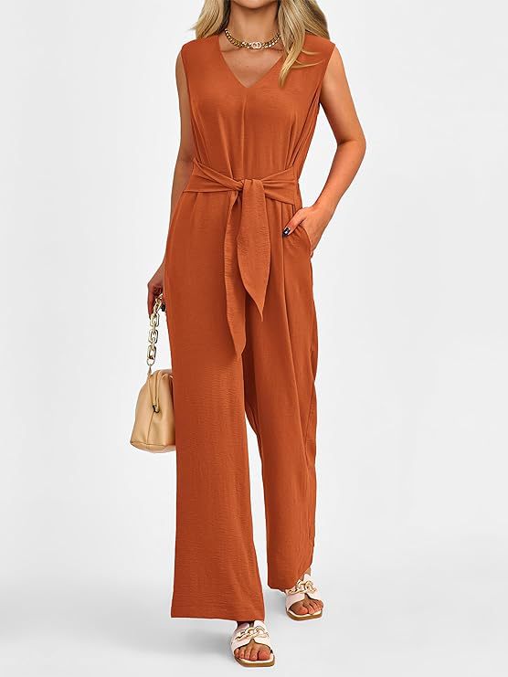V-neck wide-leg jumpsuit