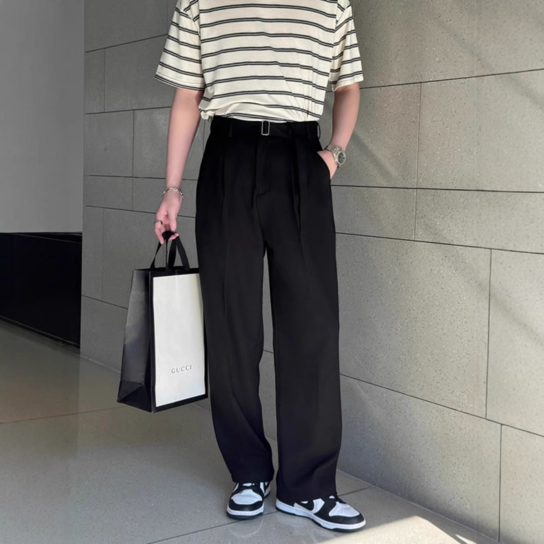 Men's ice silk trousers with a drooping feel