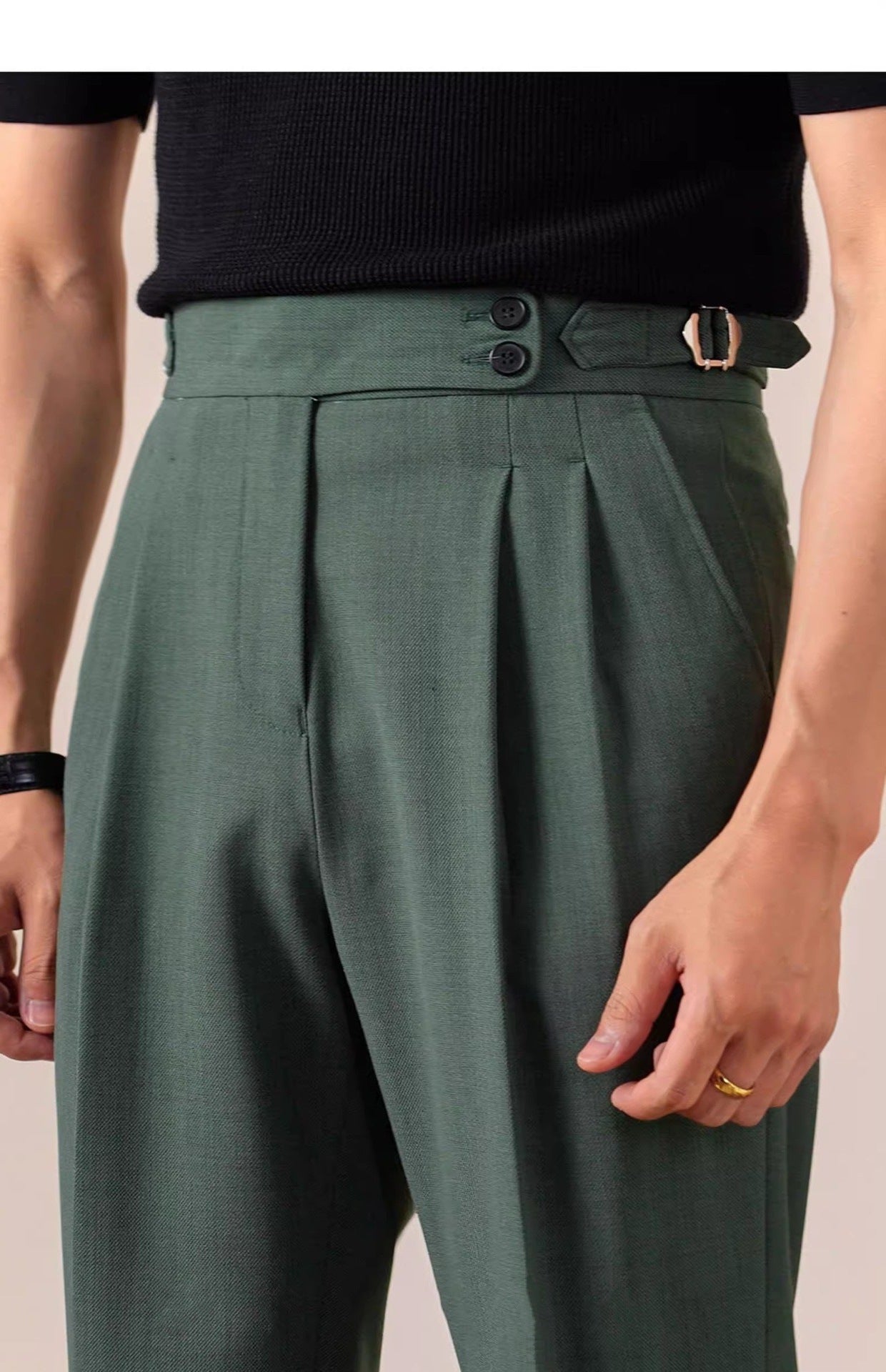 Italian Style High Waist Straight Trousers
