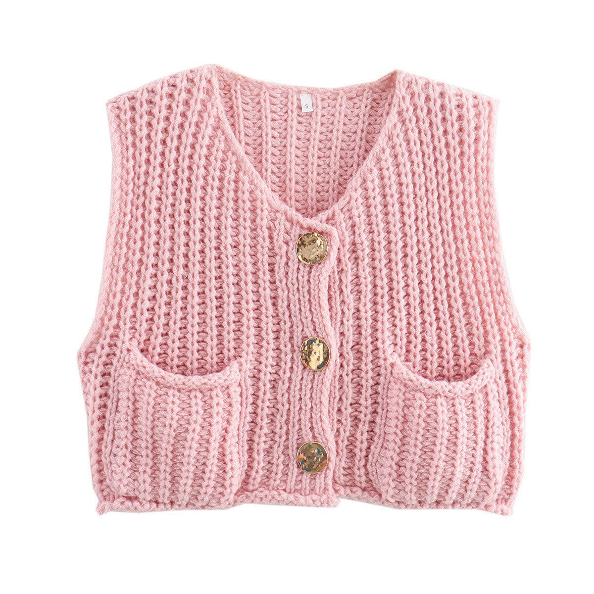 Short sleeve knitted cardigan without sleeves