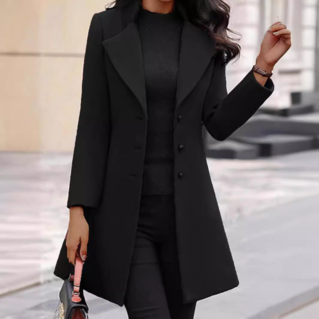 Women's Slim Fit Mid-Length Wool Coat