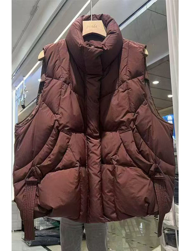 Women's Thickened Polyester Vest with Stand Collar