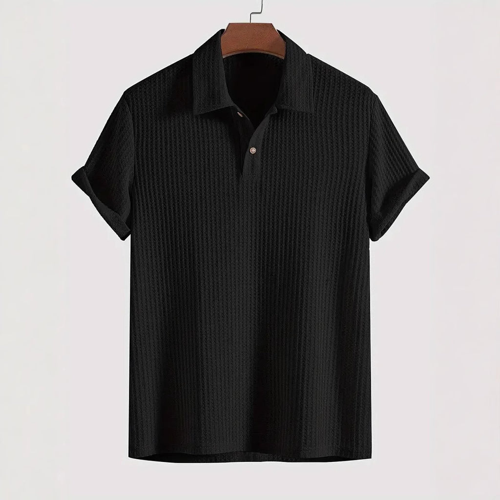 Men's top lapel diamond-patterned knitted polo cedar