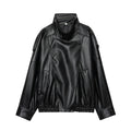 Versatile motorcycle loose leather jacket for women