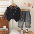 Boys' Plaid Shirt Vest Trousers Set