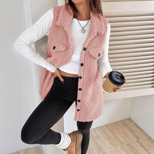 Women's Faux Lamb Wool Lapel Vest