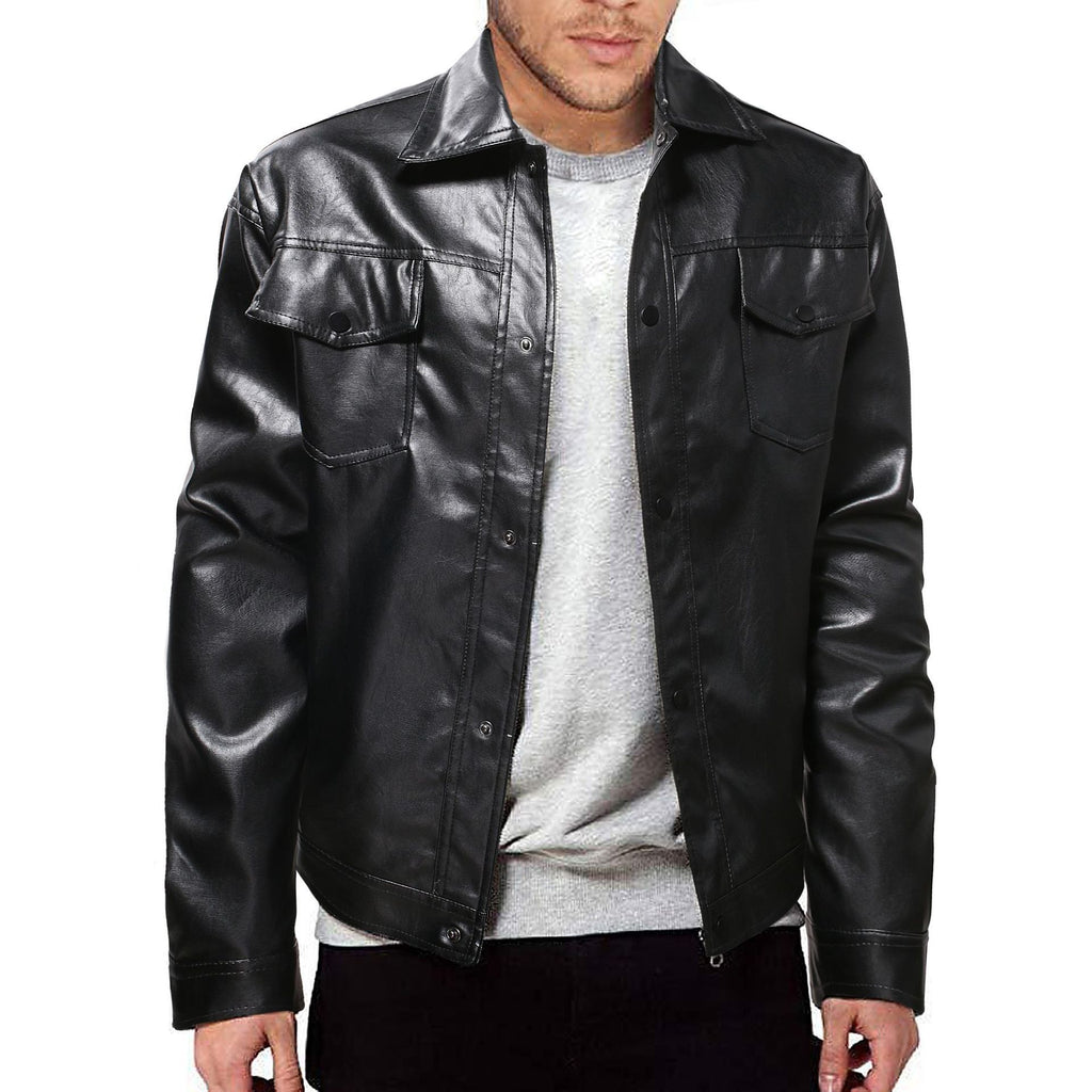 Men's single-button leather jacket