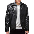 Men's single-button leather jacket