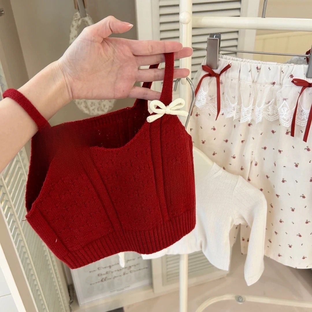 Girls' Knit Sleeveless Top and Wide Leg Pants Set