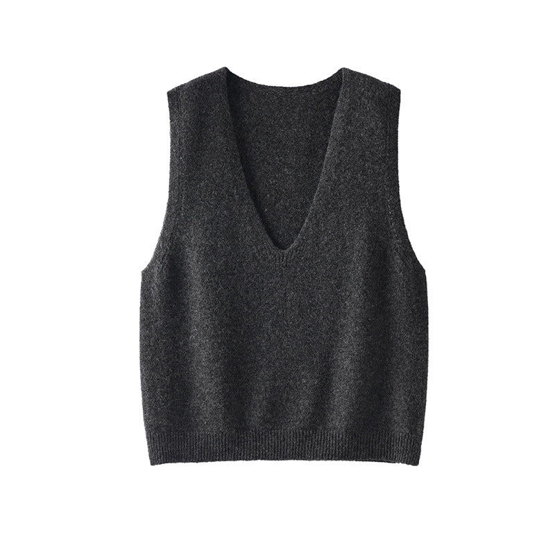 Women Seamless Wool Vest Pullover
