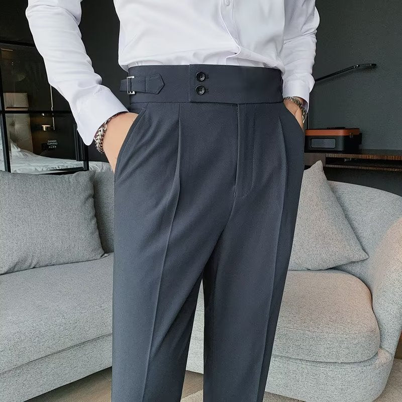 Men's High Waist Straight Leg Trousers