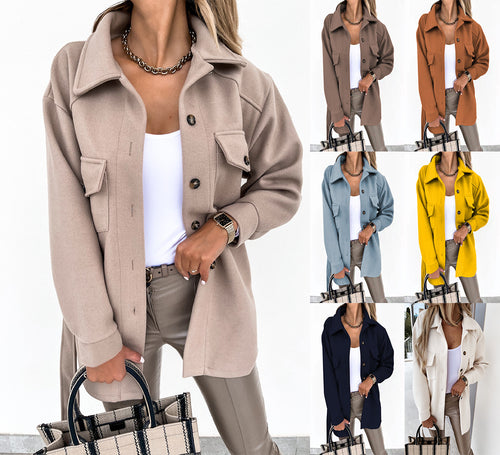 Women's loose-fitting woolen blazer