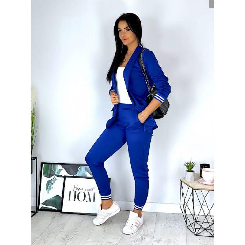 Casual Long Sleeve Blazer and Trousers Set