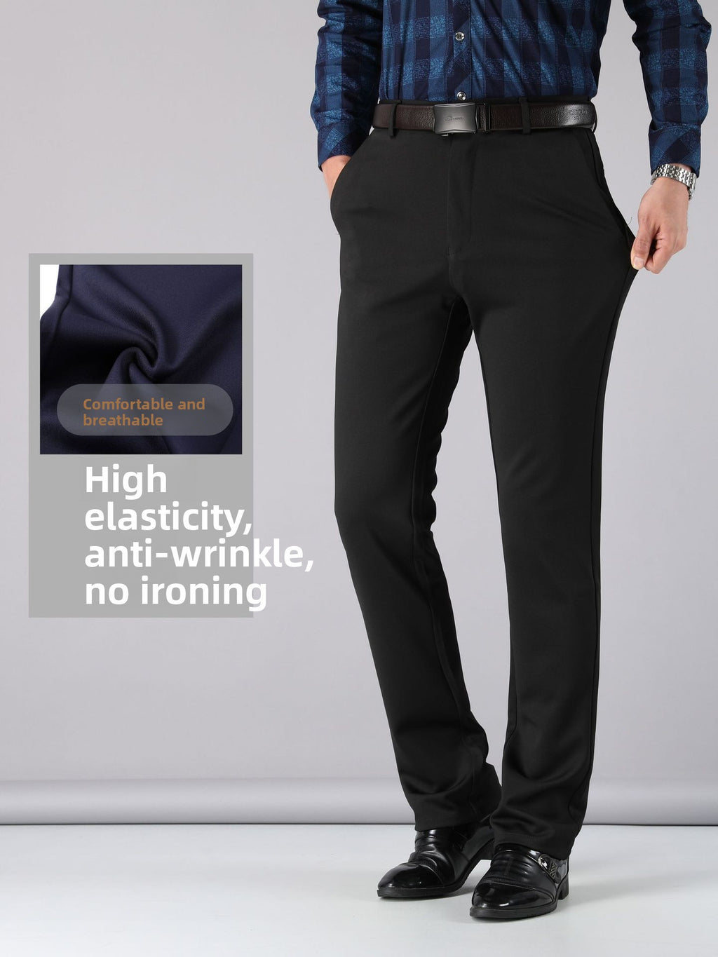 Men's straight-leg suit trousers